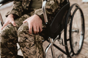 veteran in wheelchair in uniform
